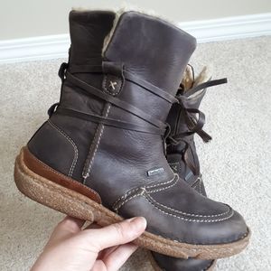 JOSEF SEIBEL / 39, 8 / Women Zip Wrap Tie Leather Winter Shearling Boots - Brown